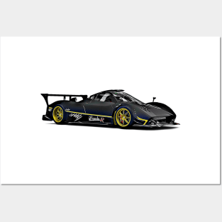 Pagani Zonda R Supercar Racing Cartoon Posters and Art